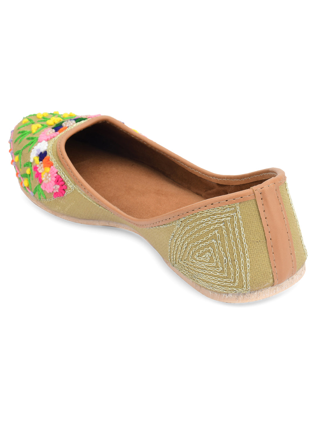 DESI COLOUR Women Green Ethnic Punjabi Jutti