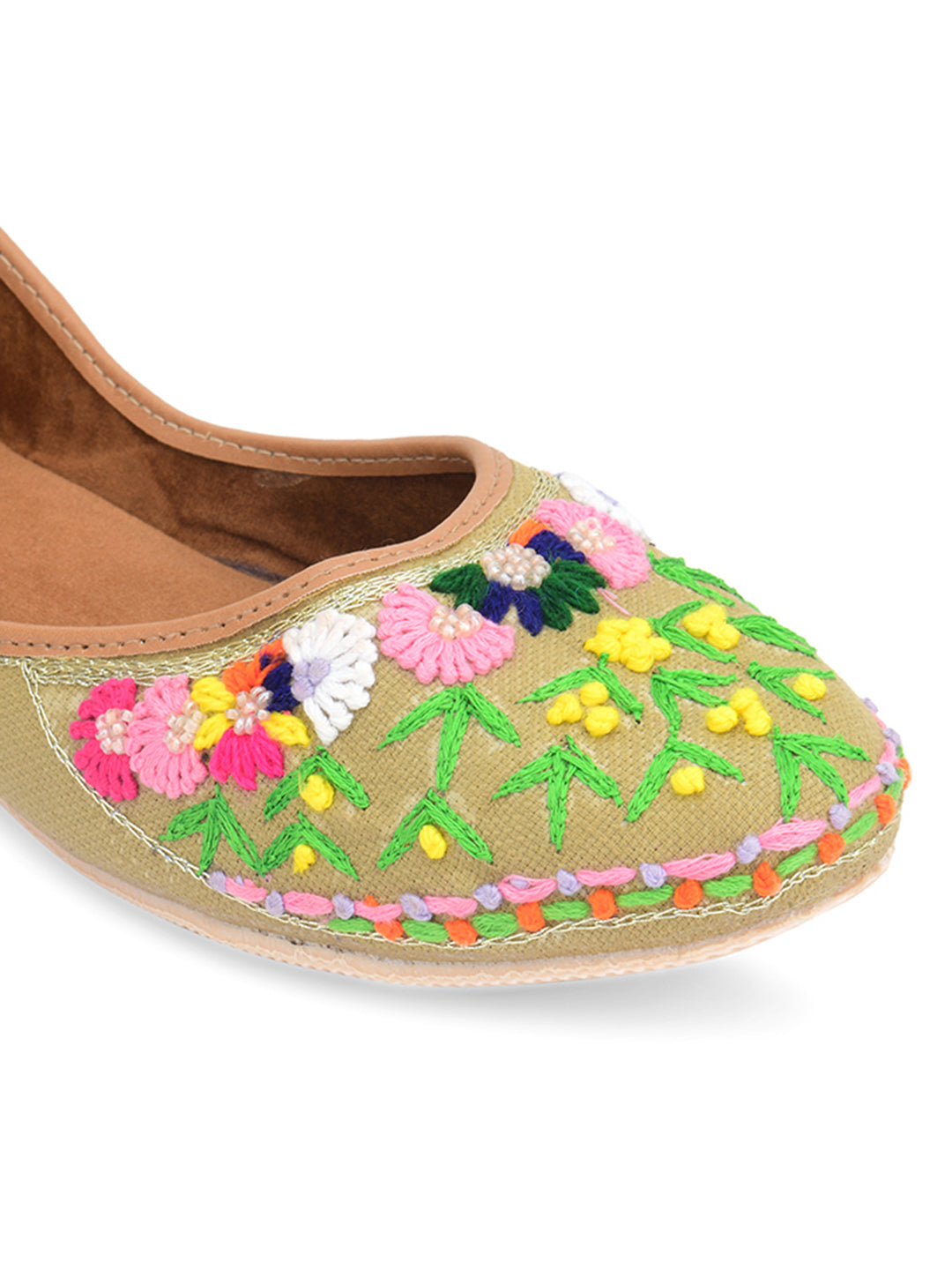 DESI COLOUR Women Green Ethnic Punjabi Jutti