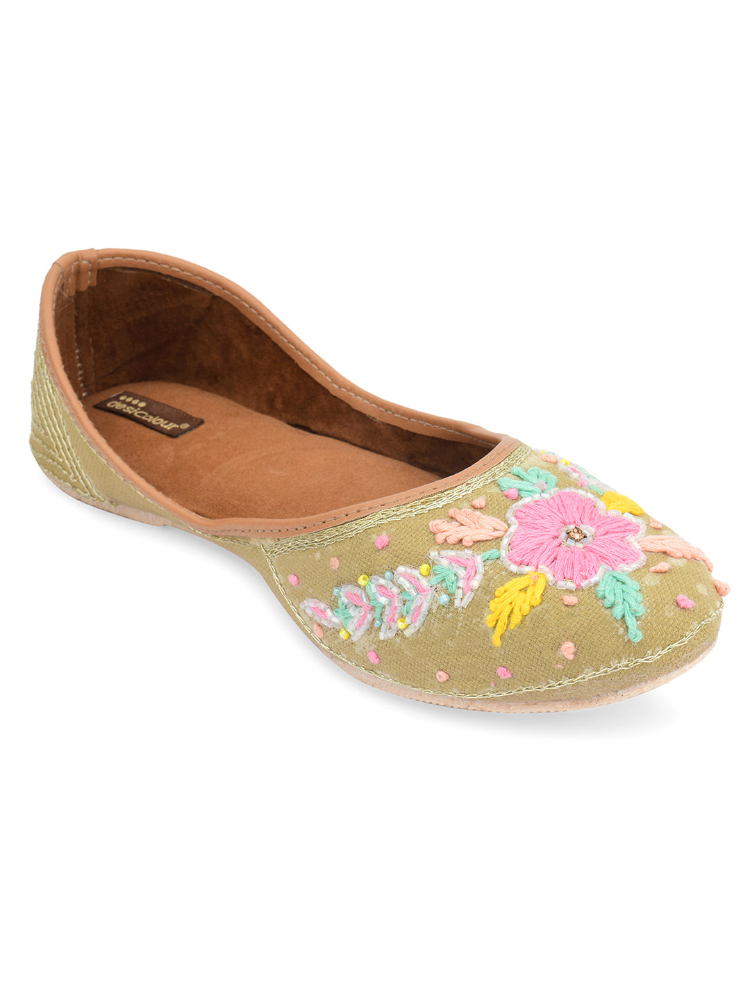 DESI COLOUR Women Grey Ethnic Punjabi Jutti