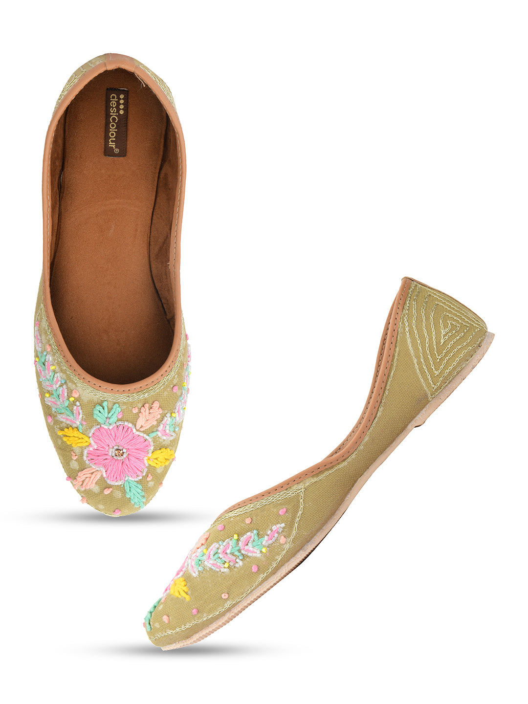 DESI COLOUR Women Grey Ethnic Punjabi Jutti