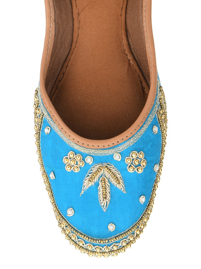 DESI COLOUR Women Blue Ethnic Punjabi Jutti