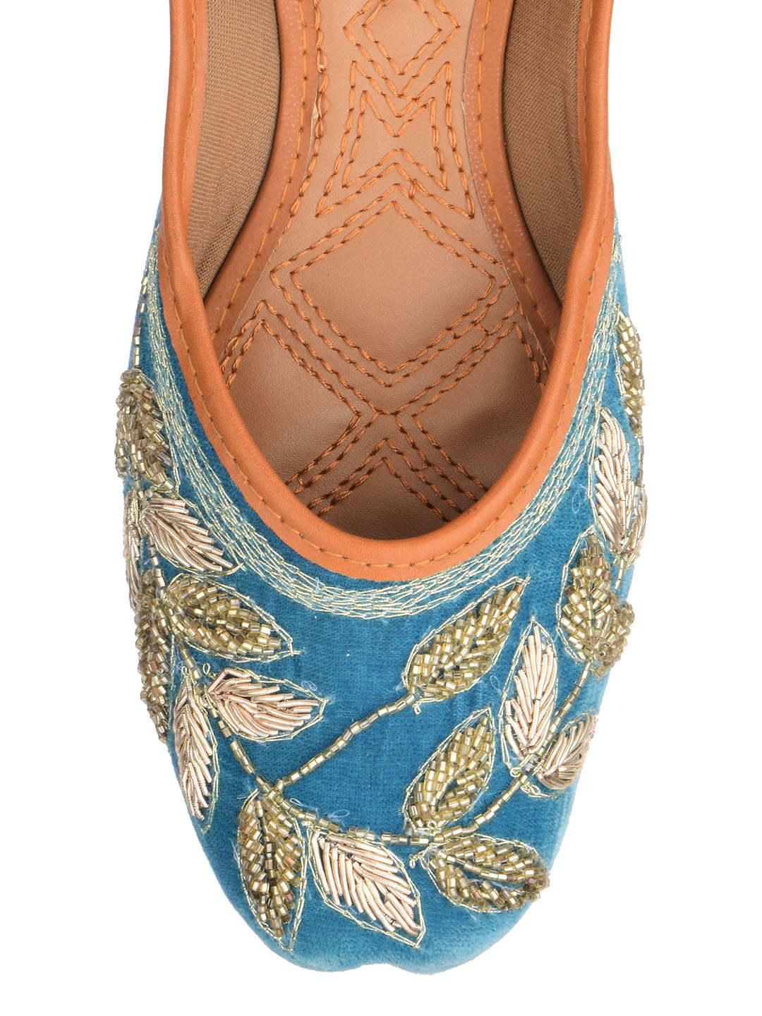 DESI COLOUR Women Teal Ethnic Punjabi Jutti