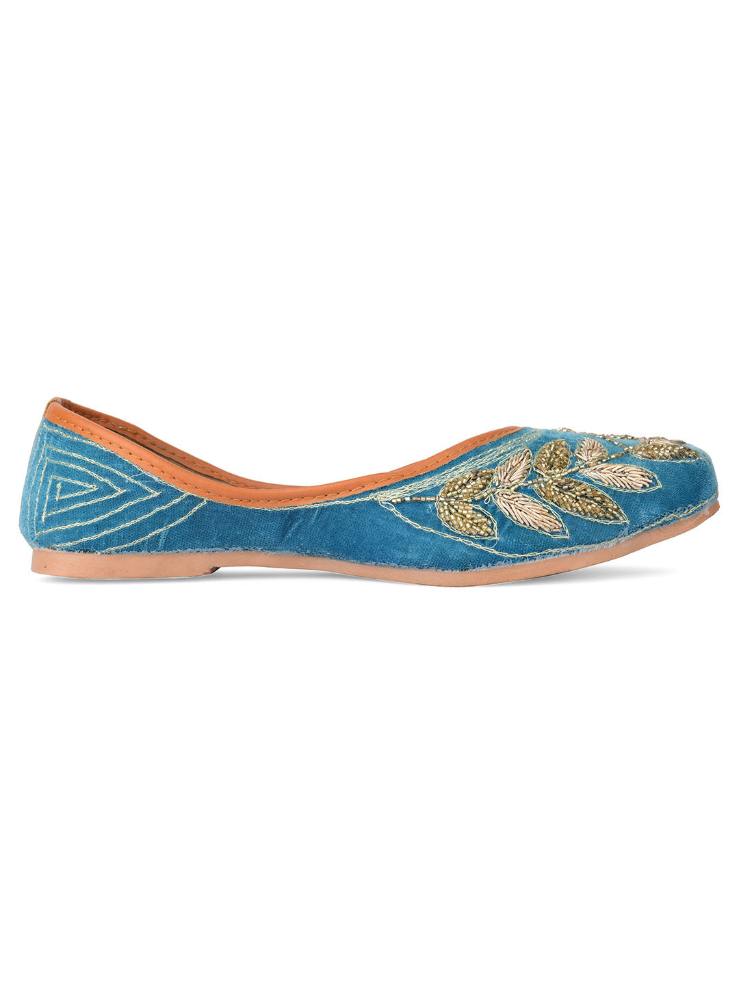 DESI COLOUR Women Teal Ethnic Punjabi Jutti