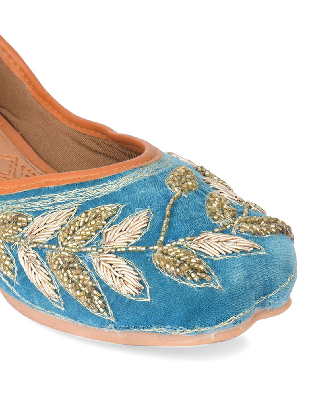 DESI COLOUR Women Teal Ethnic Punjabi Jutti