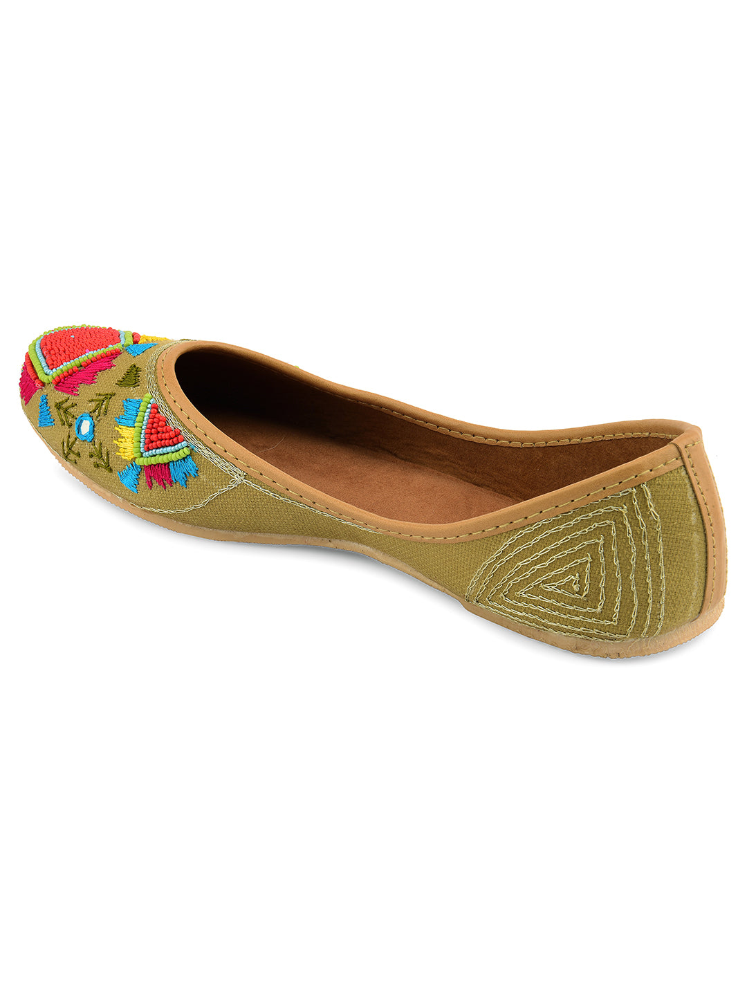 DESI COLOUR Women Olive Ethnic Punjabi Jutti