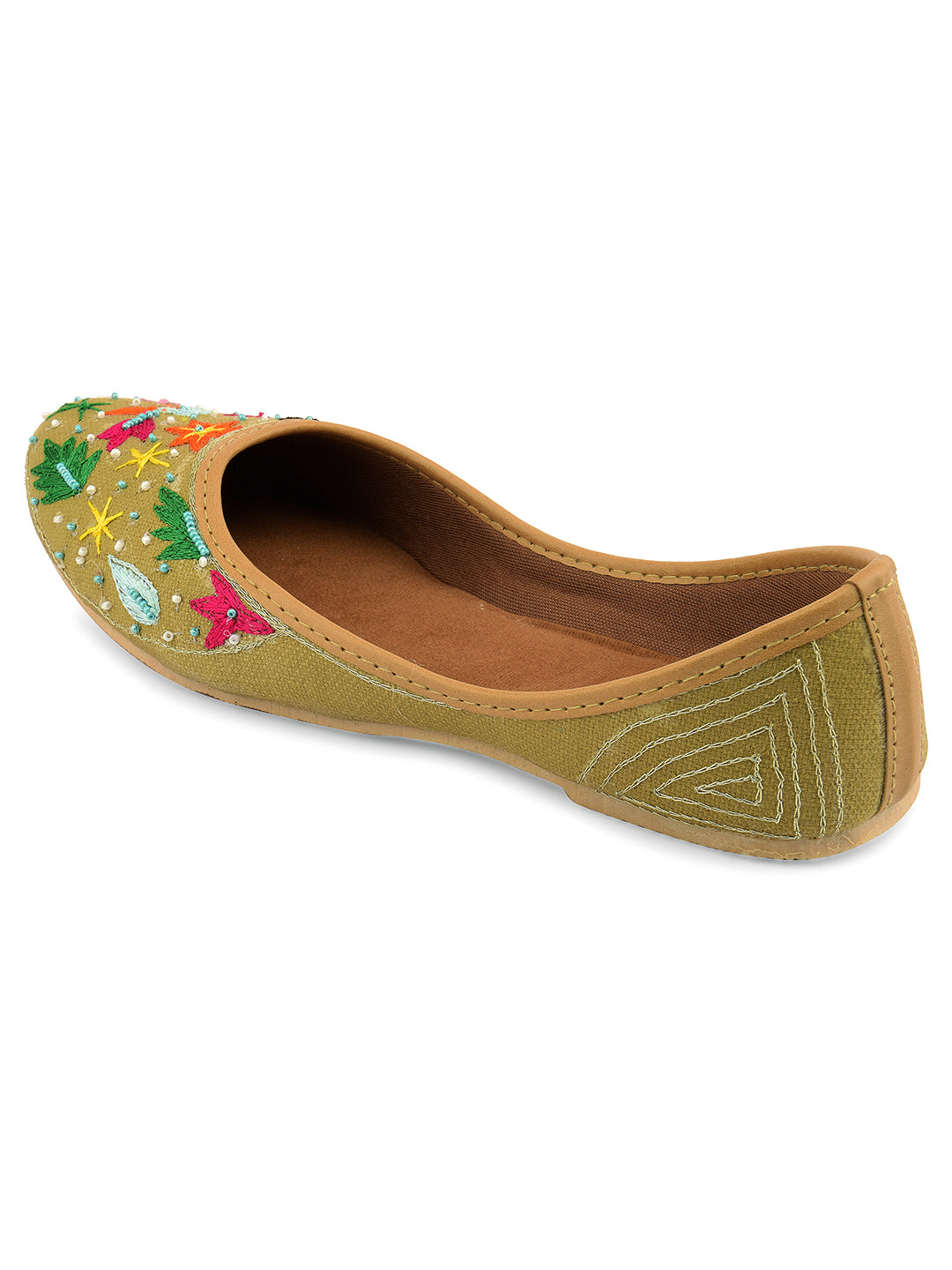 DESI COLOUR Women Olive Ethnic Punjabi Jutti