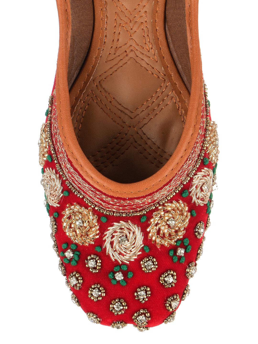 DESI COLOUR Women Red Ethnic Punjabi Jutti