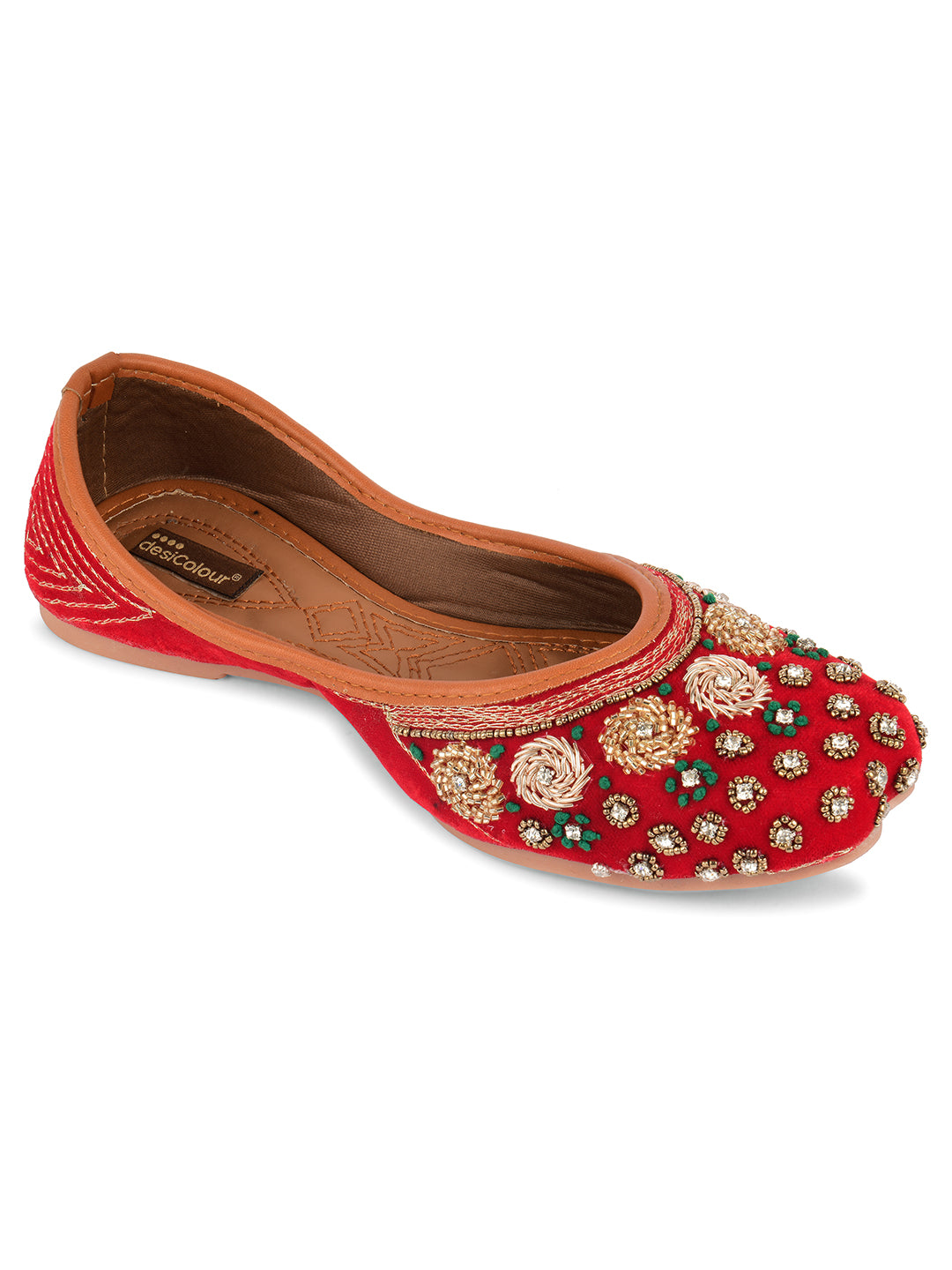 DESI COLOUR Women Red Ethnic Punjabi Jutti