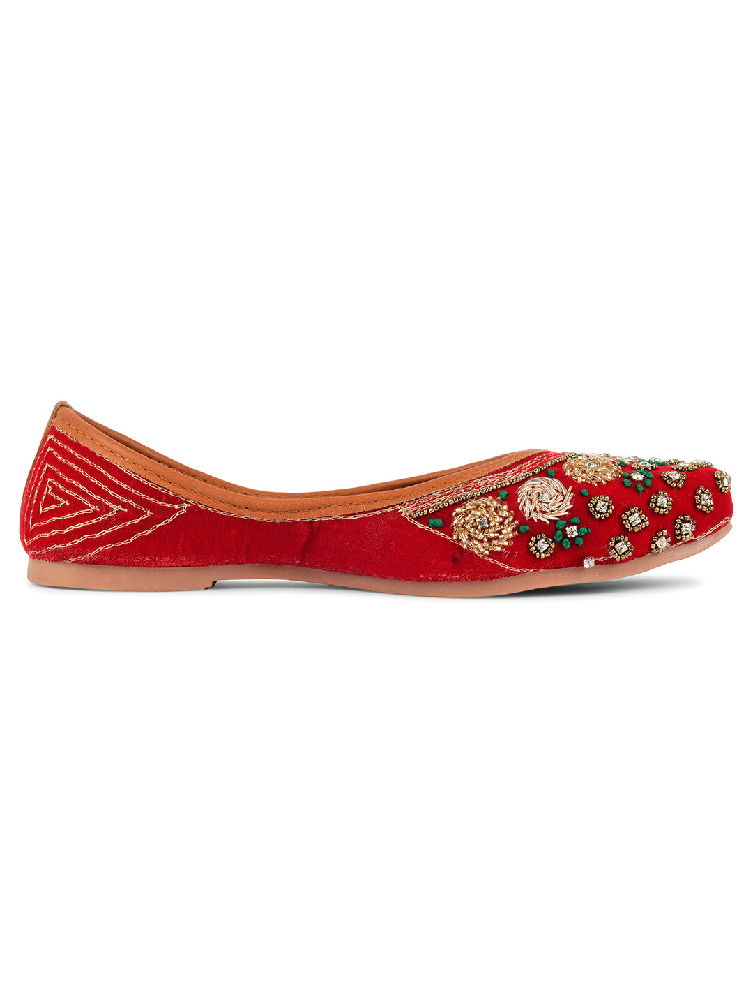 DESI COLOUR Women Red Ethnic Punjabi Jutti