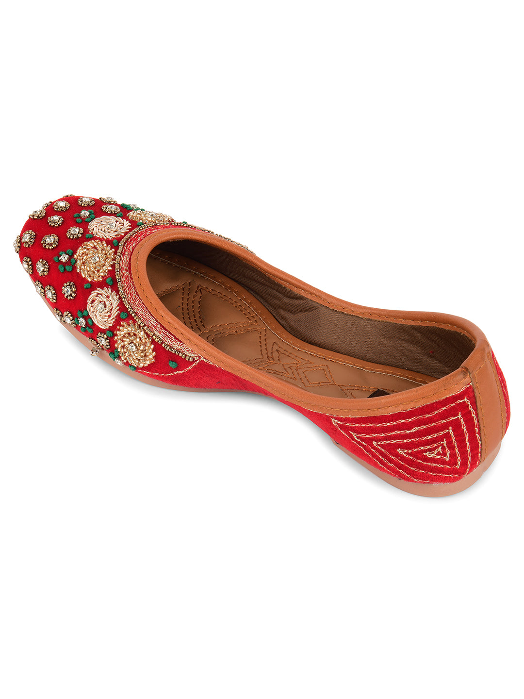 DESI COLOUR Women Red Ethnic Punjabi Jutti