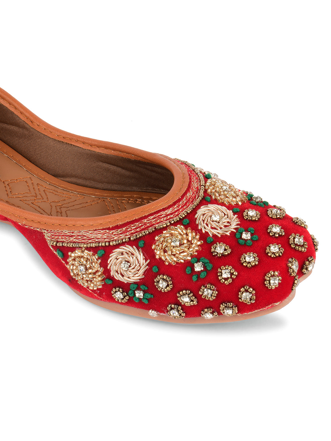 DESI COLOUR Women Red Ethnic Punjabi Jutti