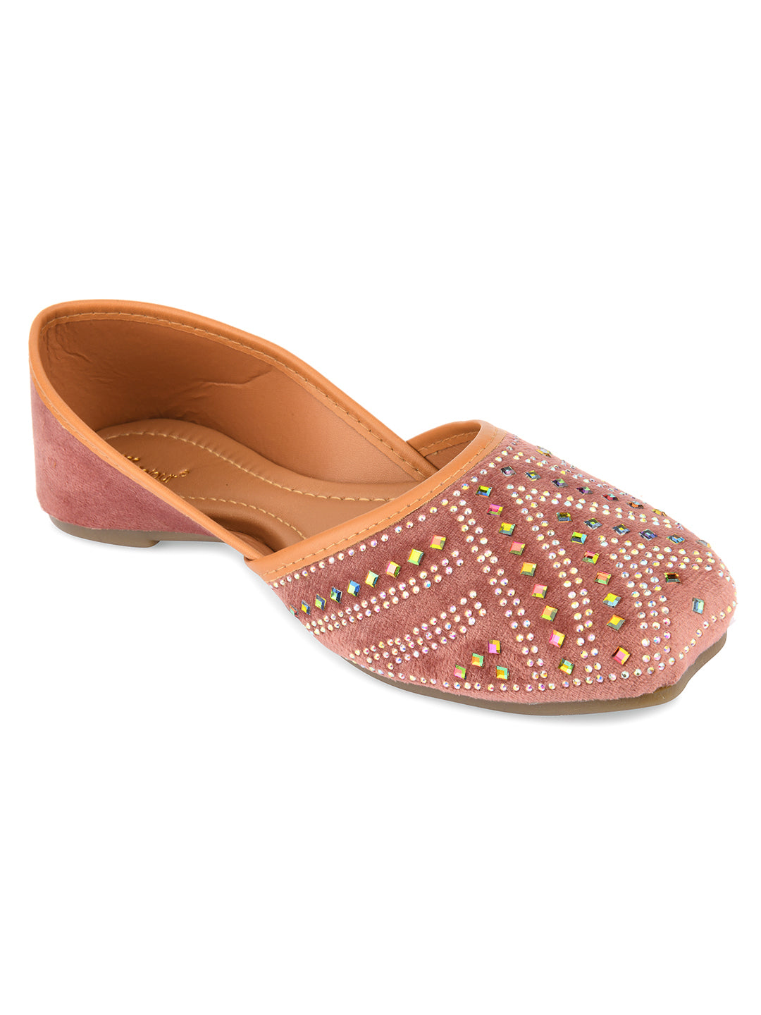 DESI COLOUR Women Peach Ethnic Punjabi Jutti