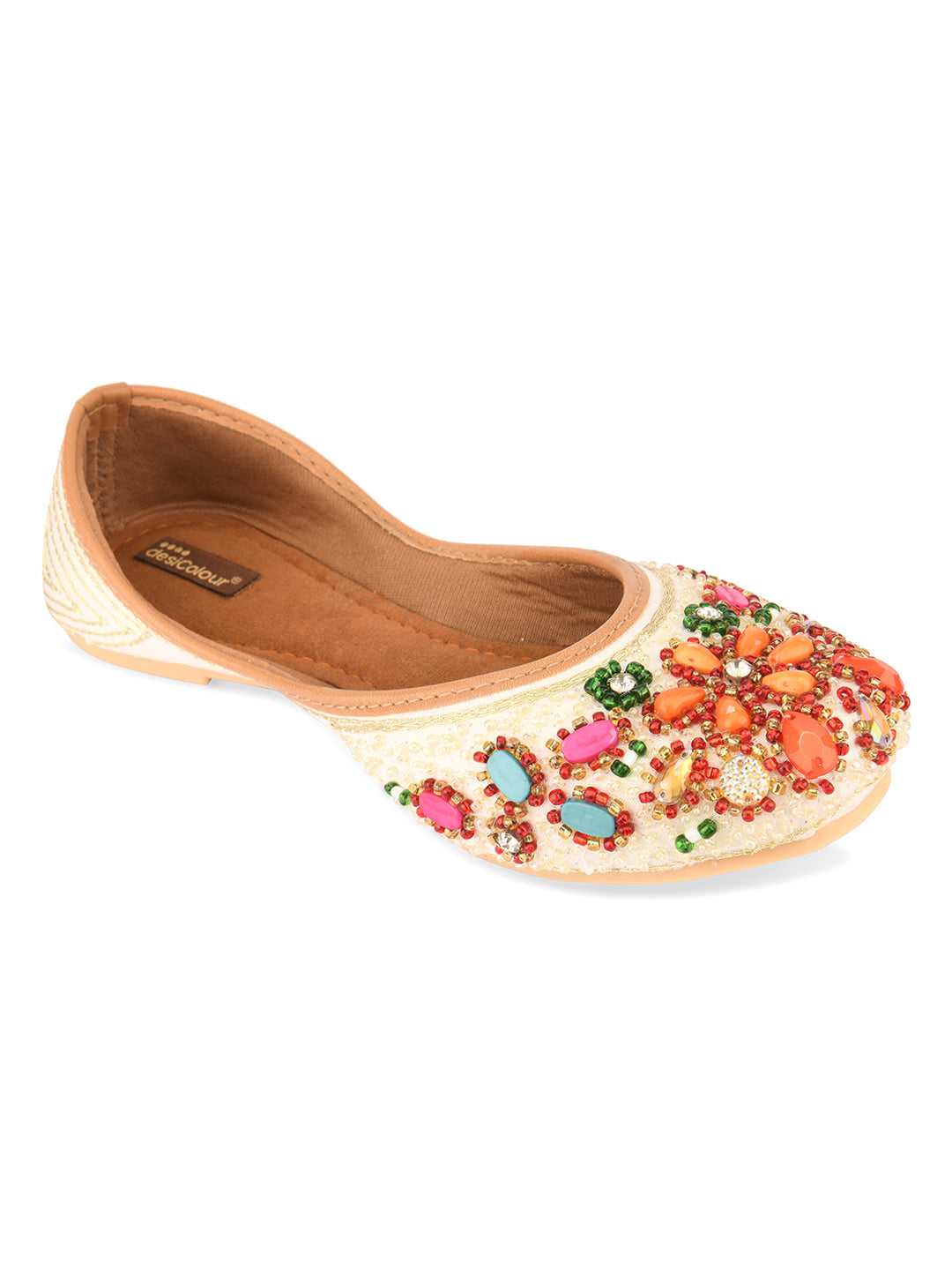DESI COLOUR Women White Ethnic Punjabi Jutti