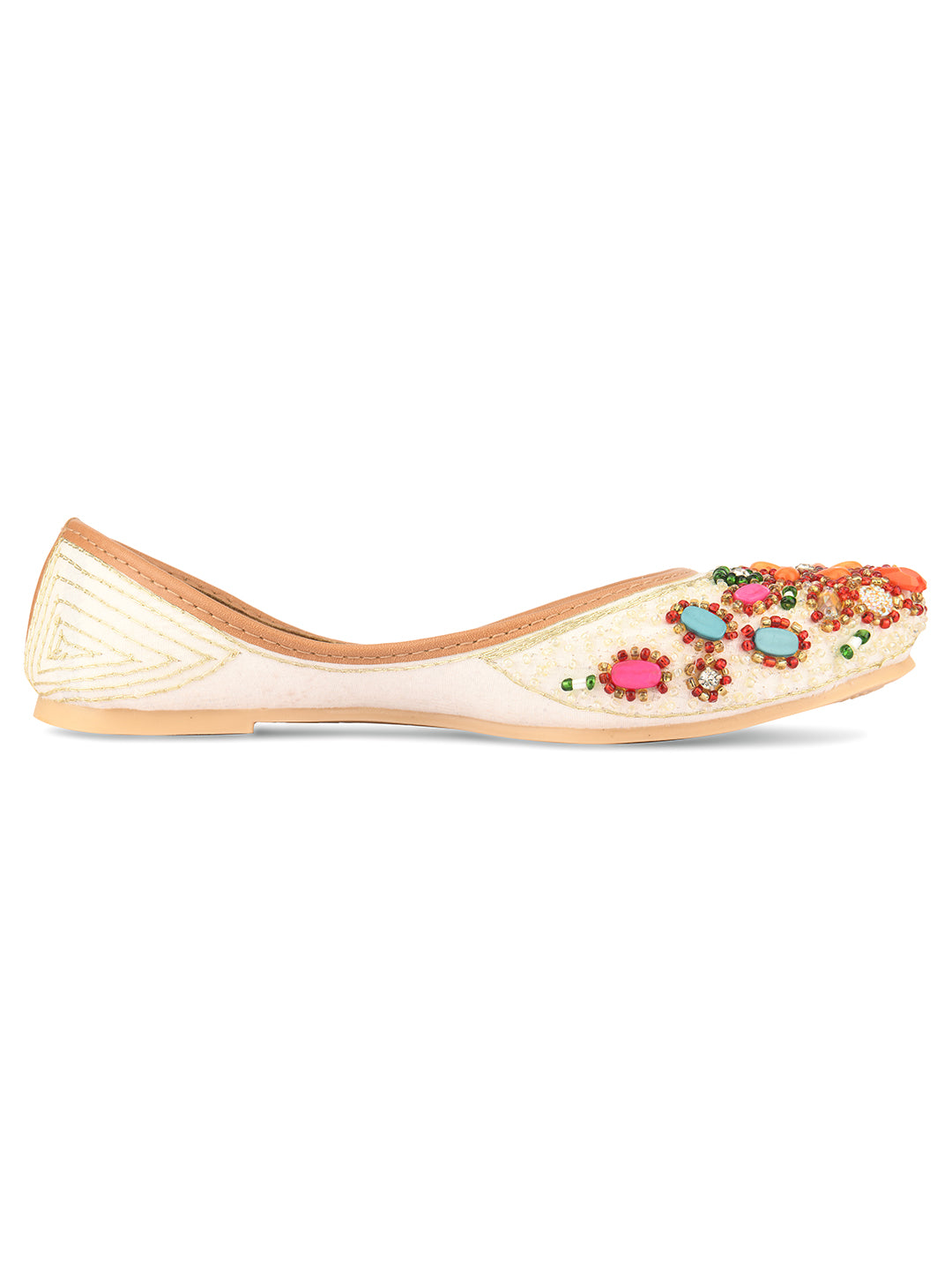 DESI COLOUR Women White Ethnic Punjabi Jutti