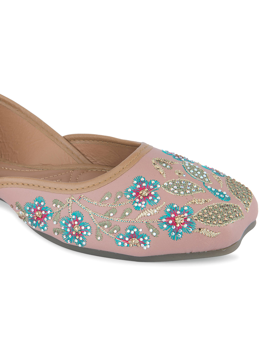 DESI COLOUR Women Peach Ethnic Punjabi Jutti