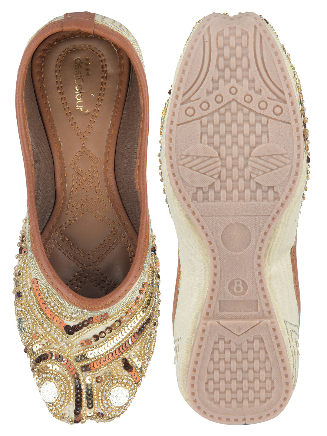 DESI COLOUR Women Gold Ethnic Punjabi Jutti