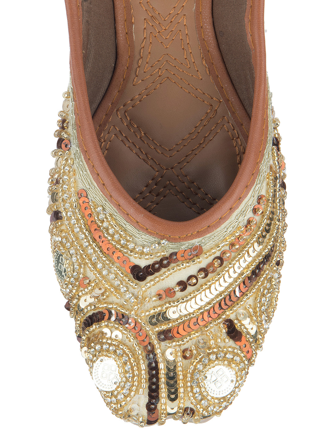 DESI COLOUR Women Gold Ethnic Punjabi Jutti