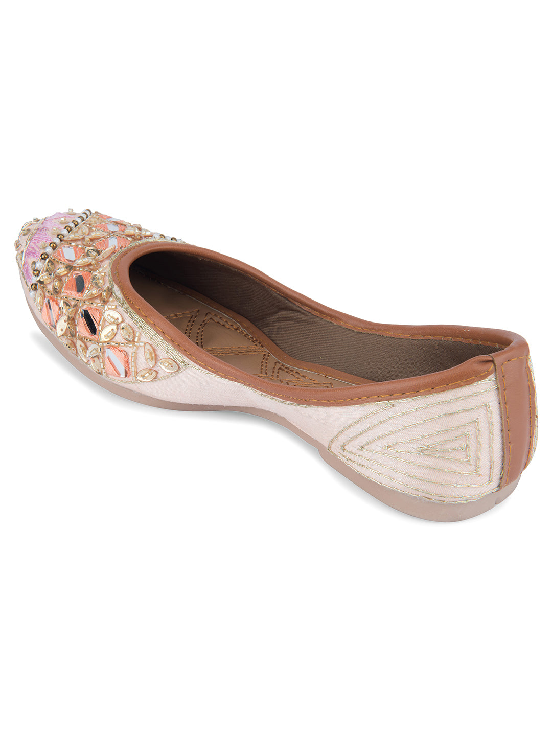 DESI COLOUR Women Peach Ethnic Punjabi Jutti