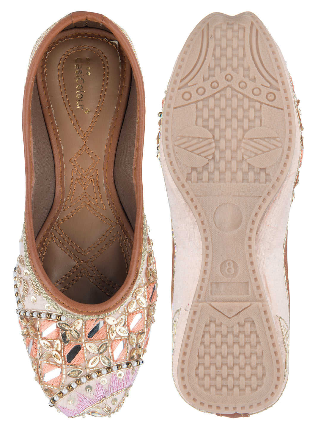 DESI COLOUR Women Peach Ethnic Punjabi Jutti