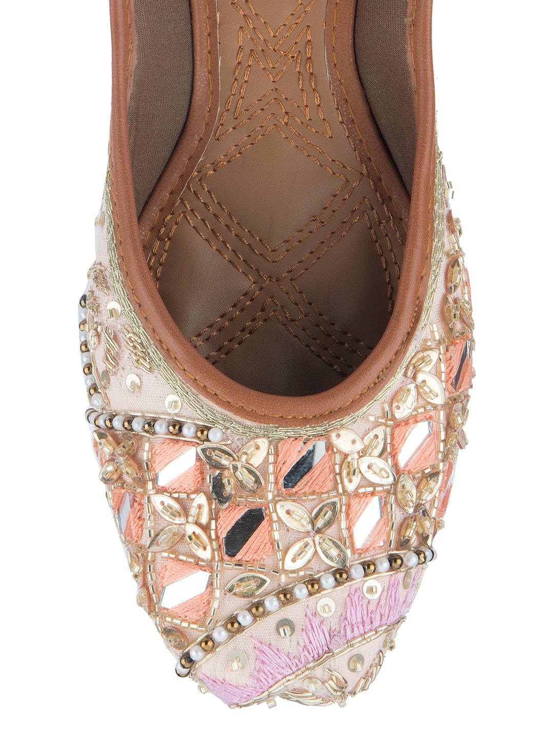 DESI COLOUR Women Peach Ethnic Punjabi Jutti