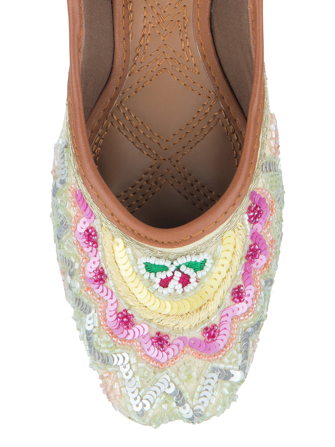 DESI COLOUR Women Off White Ethnic Punjabi Jutti
