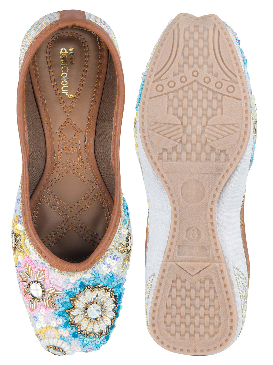 DESI COLOUR Women Blue Ethnic Punjabi Jutti
