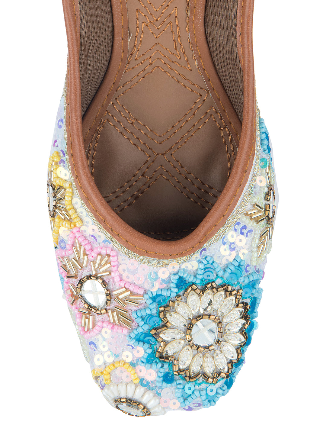 DESI COLOUR Women Blue Ethnic Punjabi Jutti