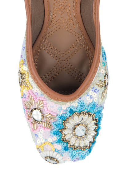 DESI COLOUR Women Blue Ethnic Punjabi Jutti