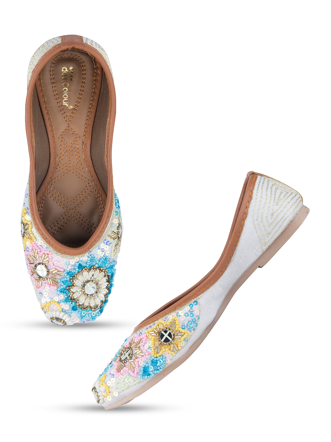 DESI COLOUR Women Blue Ethnic Punjabi Jutti
