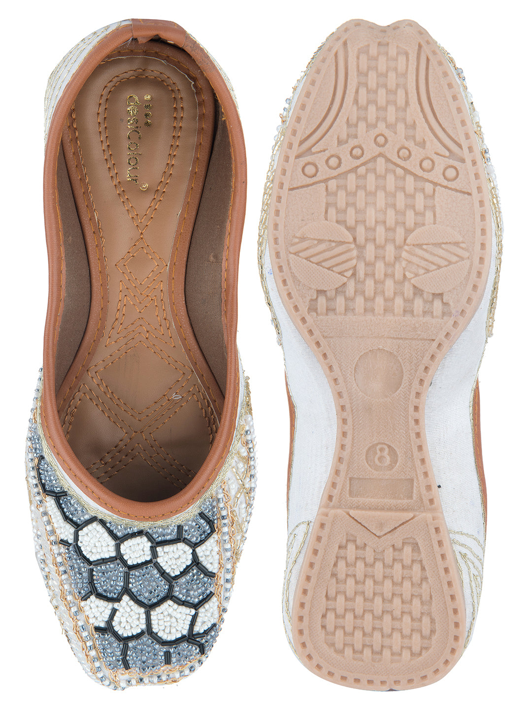 DESI COLOUR Women Grey Ethnic Punjabi Jutti