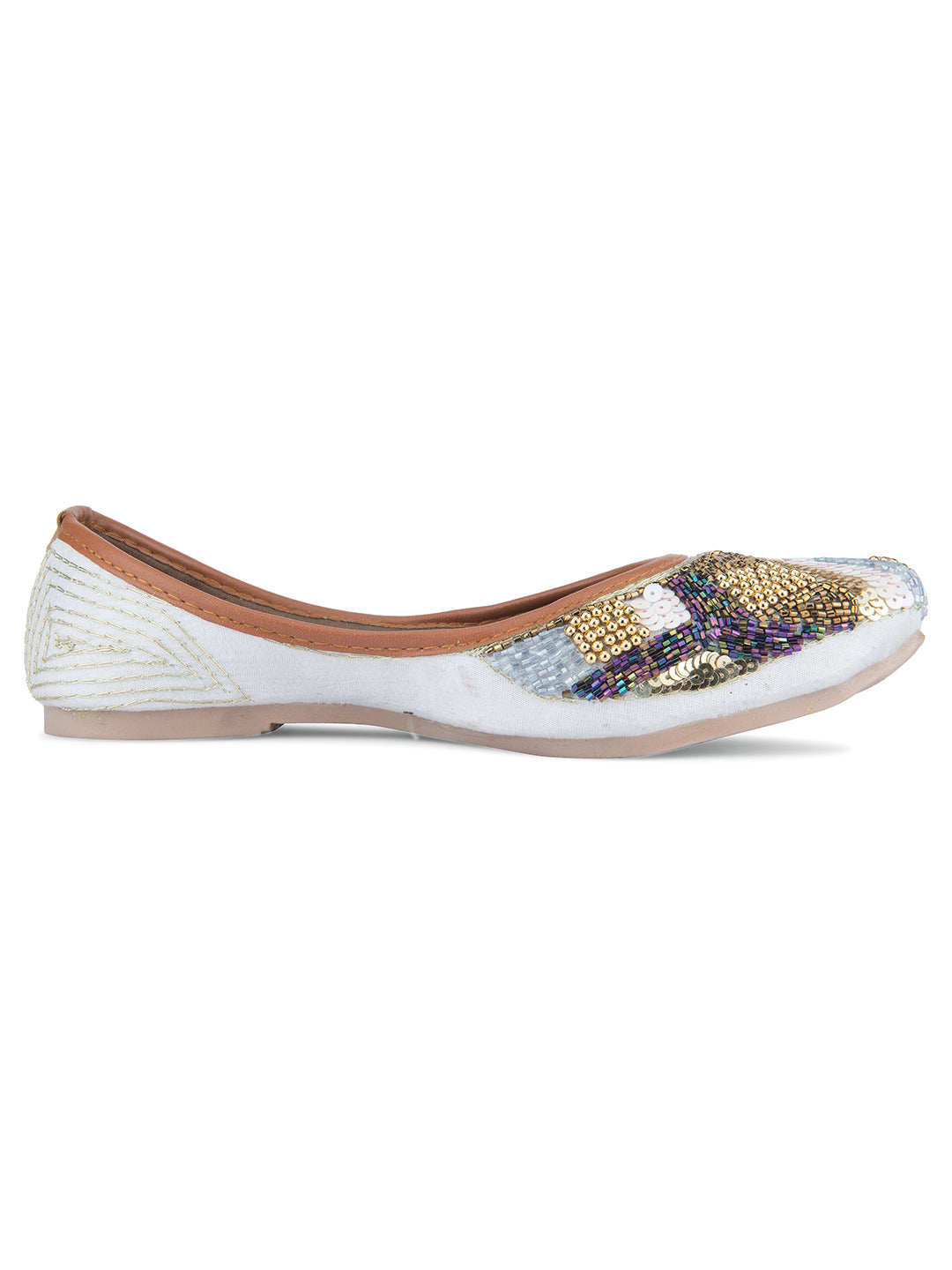 DESI COLOUR Women Grey Ethnic Punjabi Jutti