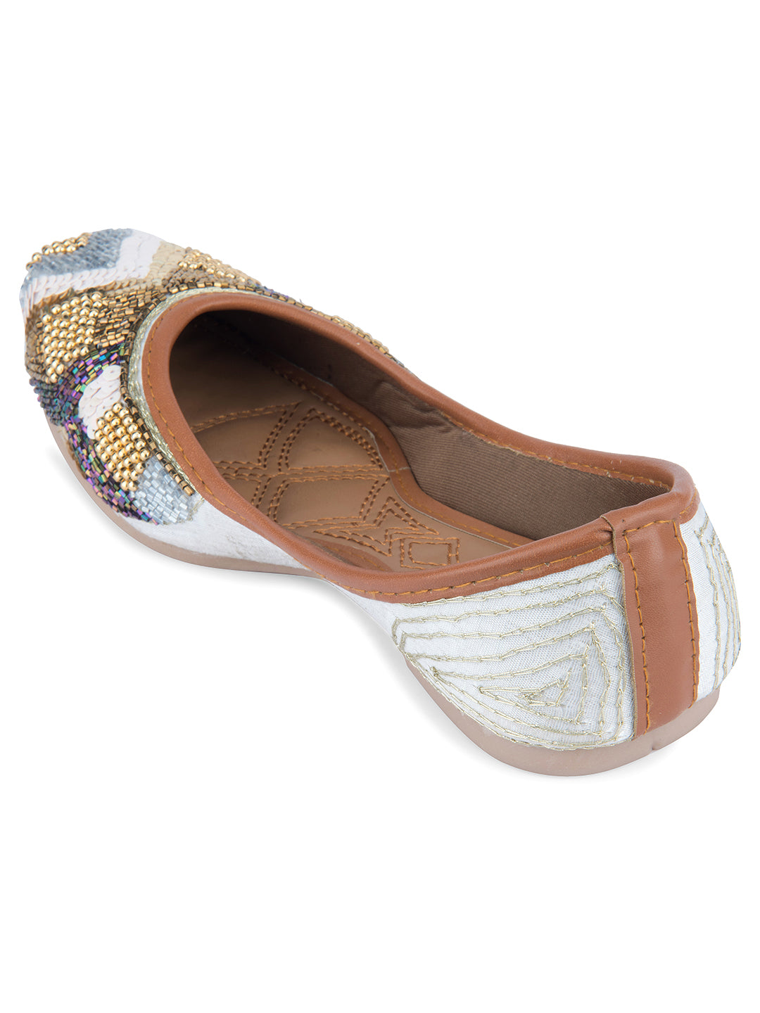 DESI COLOUR Women Grey Ethnic Punjabi Jutti