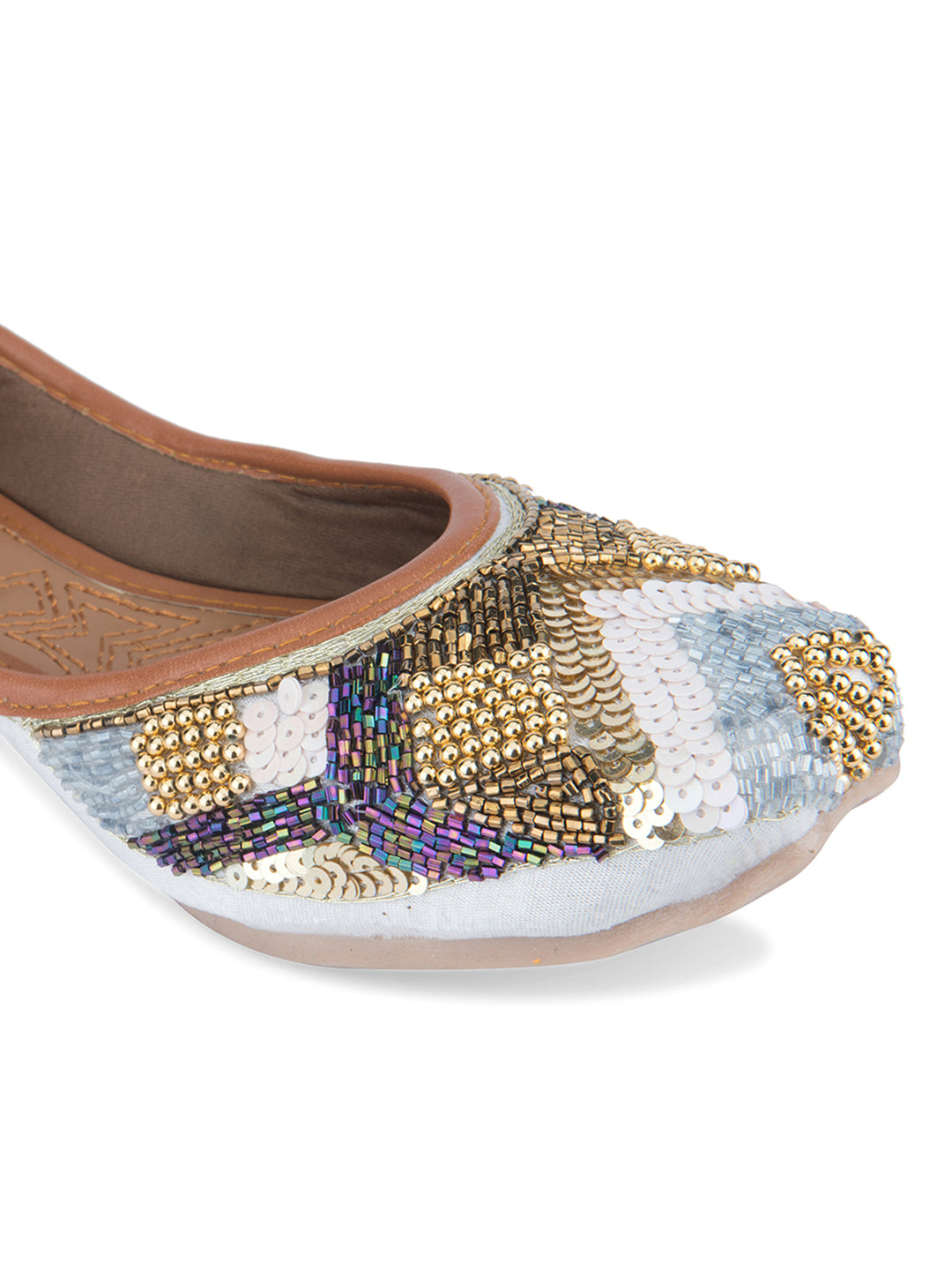 DESI COLOUR Women Grey Ethnic Punjabi Jutti