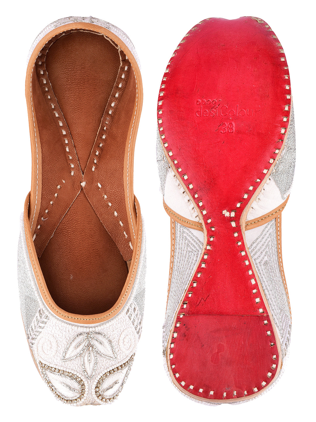 DESI COLOUR Women White Ethnic Punjabi Jutti