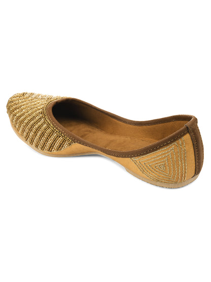 Women Gold-Toned Ethnic Mojaris Flats