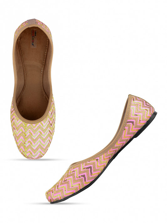 DESI COLOUR Women Pink Ethnic Punjabi Jutti