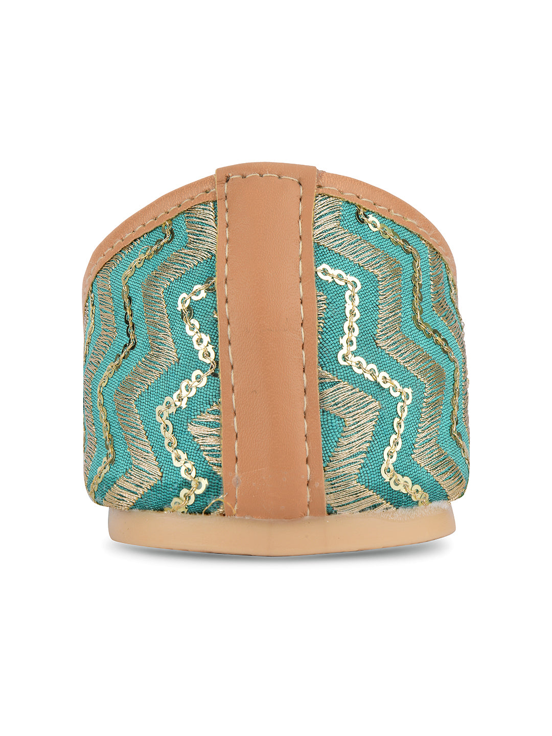 DESI COLOUR Women Sea Green Ethnic Punjabi Jutti