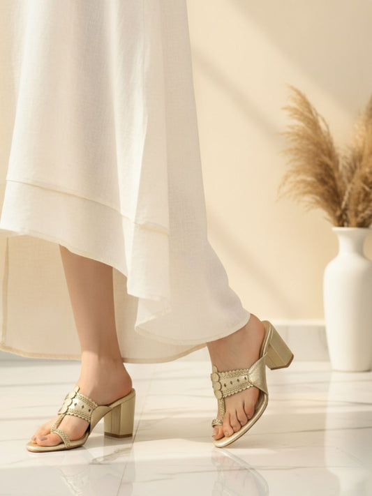 Kohlapuri Gold Heels for Women