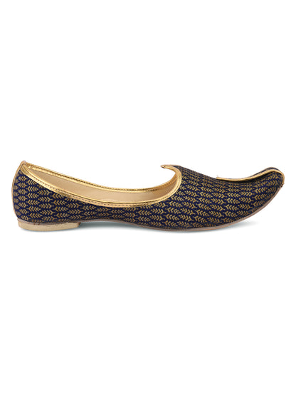 DESI COLOUR Mens Gold Ethnic Footwear/Punjabi Jutti