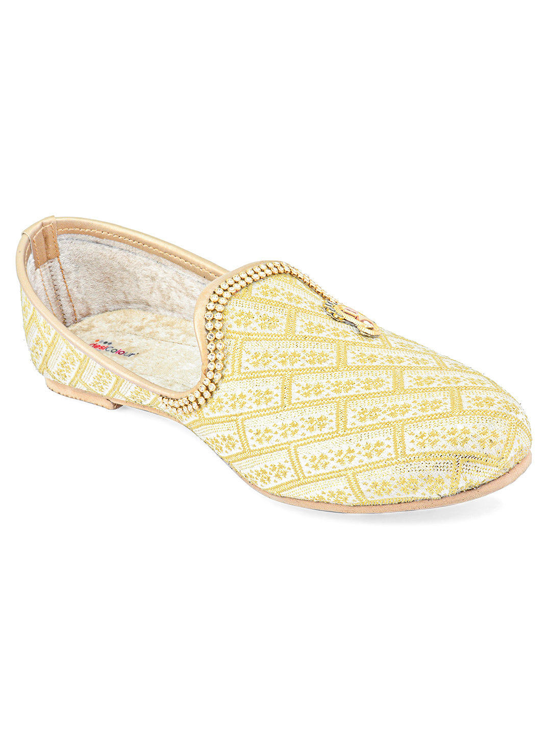 DESI COLOUR Mens Gold Ethnic Footwear/Punjabi Jutti