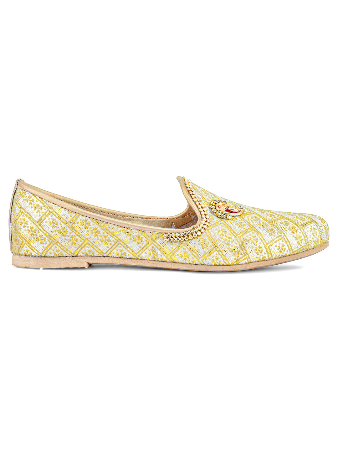 DESI COLOUR Mens Gold Ethnic Footwear/Punjabi Jutti