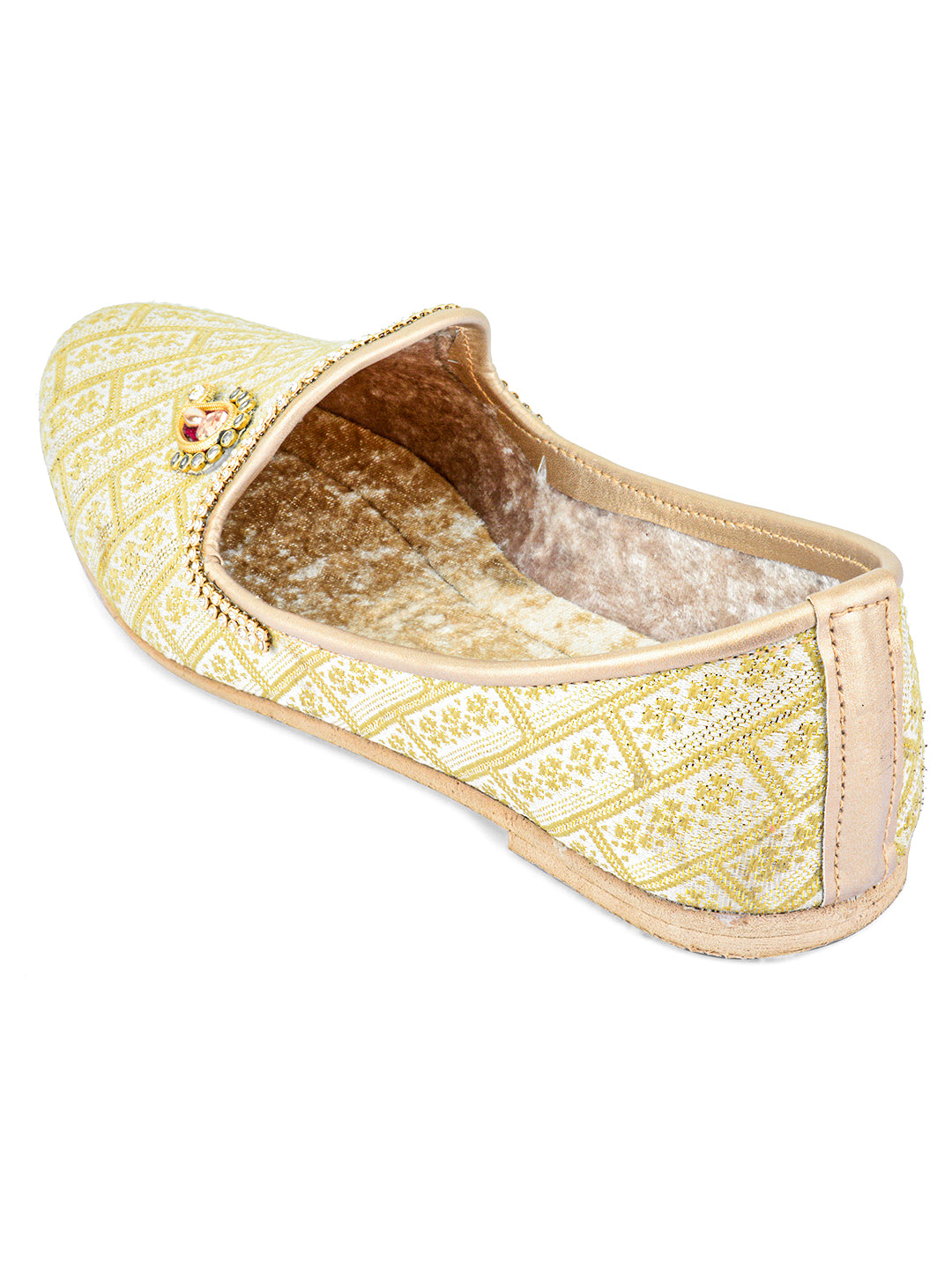 DESI COLOUR Mens Gold Ethnic Footwear/Punjabi Jutti