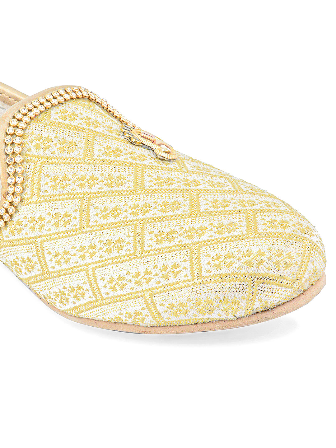 DESI COLOUR Mens Gold Ethnic Footwear/Punjabi Jutti