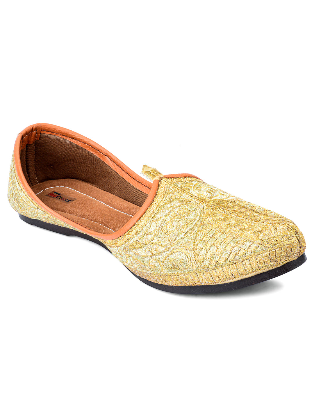 DESI COLOUR Mens Gold Ethnic Footwear/Punjabi Jutti