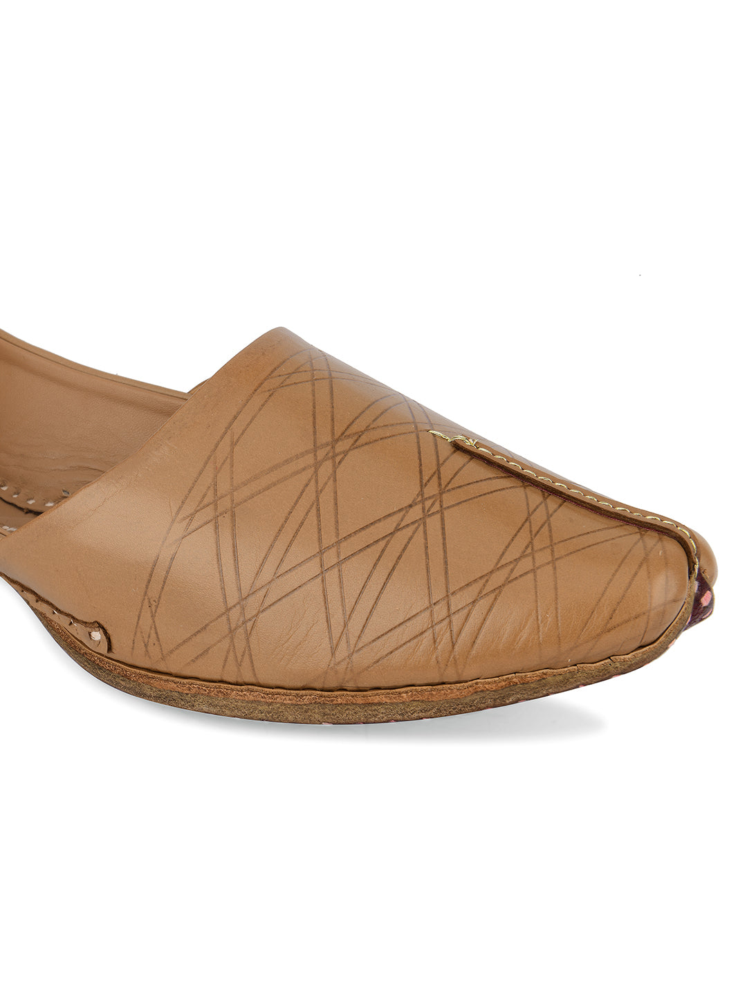 DESI COLOUR Mens Gold Ethnic Footwear/Punjabi Jutti