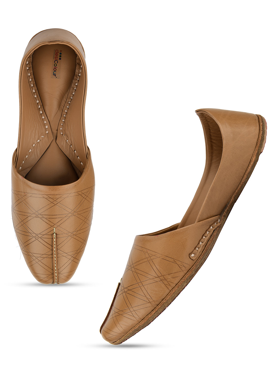 DESI COLOUR Mens Gold Ethnic Footwear/Punjabi Jutti