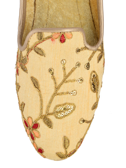 DESI COLOUR Mens Gold Ethnic Footwear/Punjabi Jutti
