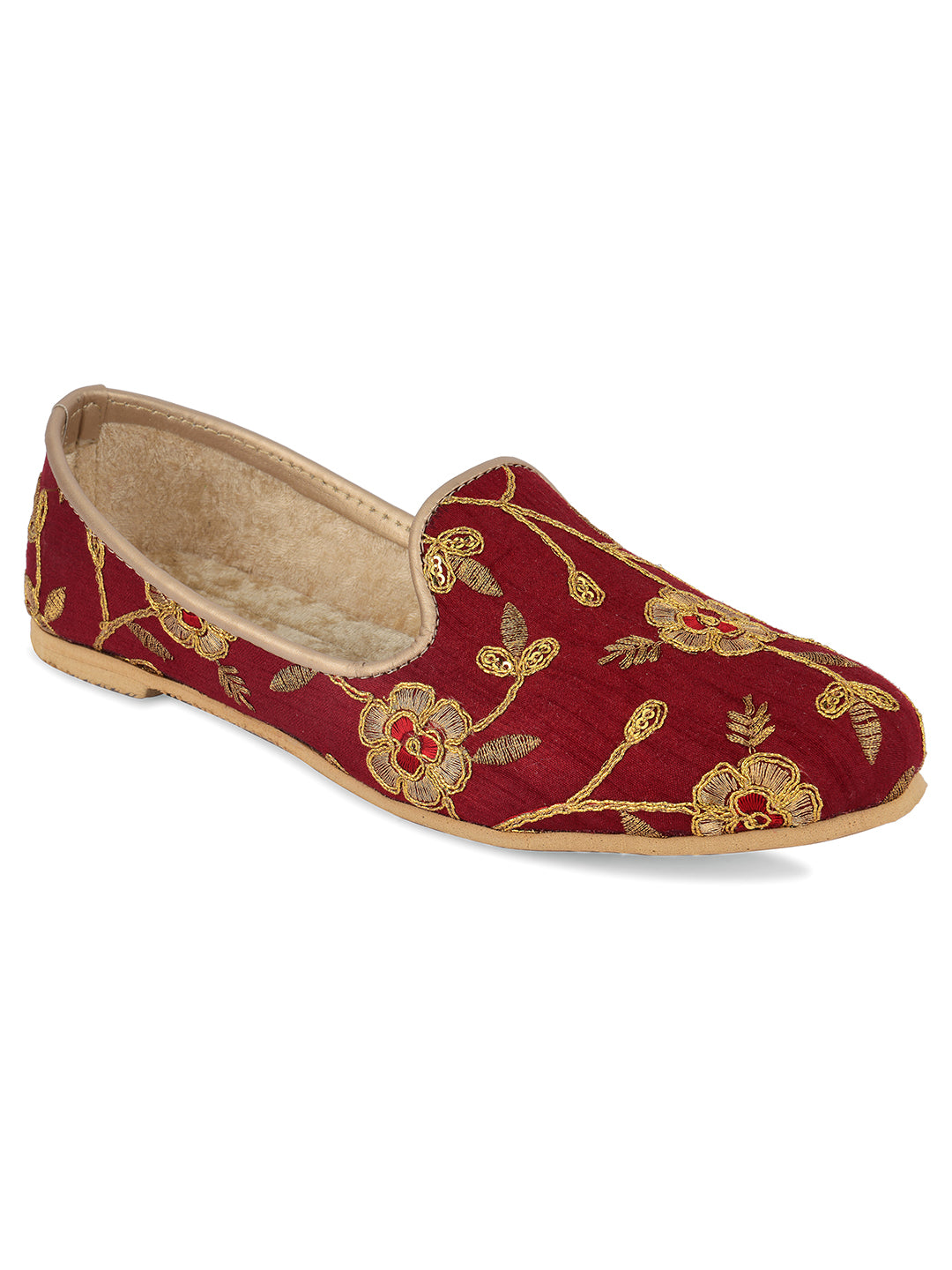 DESI COLOUR Mens Maroon Ethnic Footwear/Punjabi Jutti