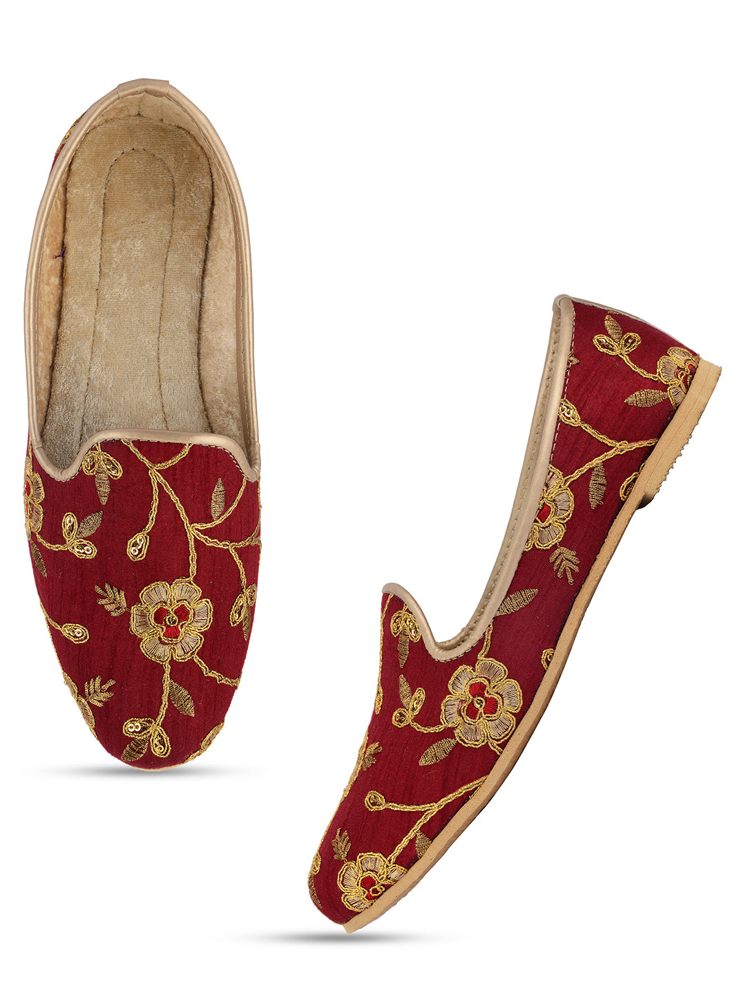 DESI COLOUR Mens Maroon Ethnic Footwear/Punjabi Jutti