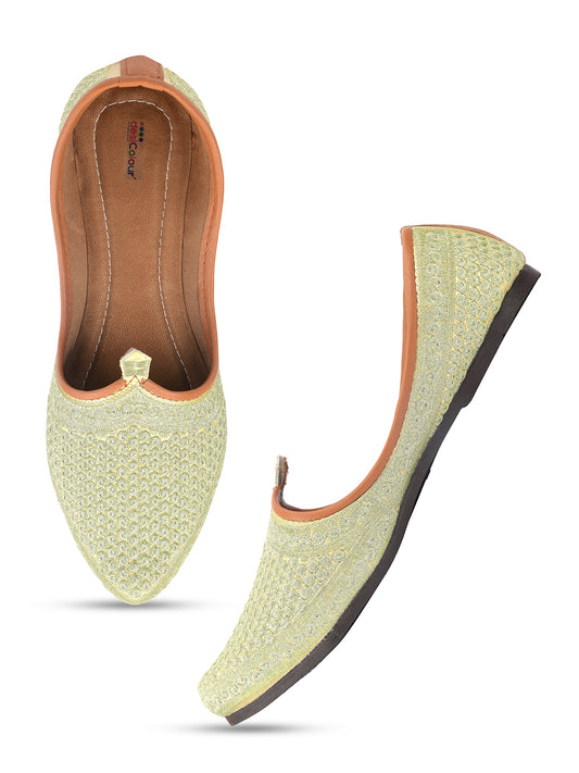 DESI COLOUR Mens Gold Ethnic Footwear/Punjabi Jutti